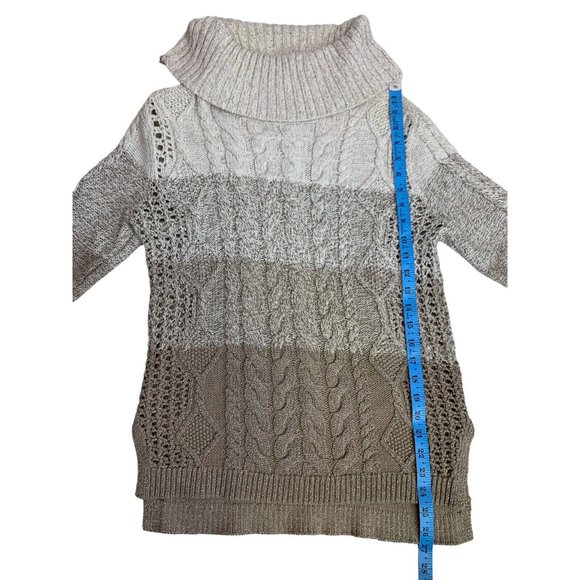 White House Black Market Size XS Sparkly Cable Knit Cowl Neck Pullover Sweater - Picture 8 of 11